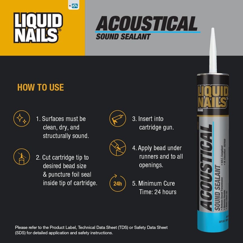 Liquid Nails Acoustical 28 oz. White Interior Sound Reducing Sealant - Image 2
